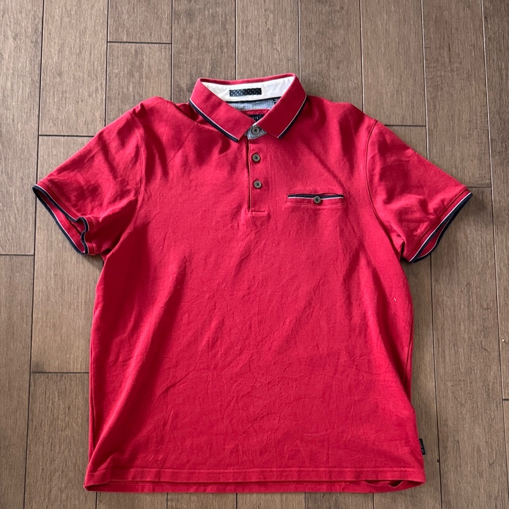 Ted Baker Red Polo with Contrasting Navy Trim